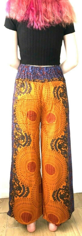 Festival Stall LTD Boho festival Clothing Wide leg palazzo loose fit festival trousers boho hippy casual culottes one size