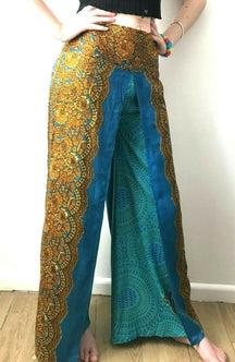 Wide leg palazzo loose fit festival trousers boho hippy casual culottes one size