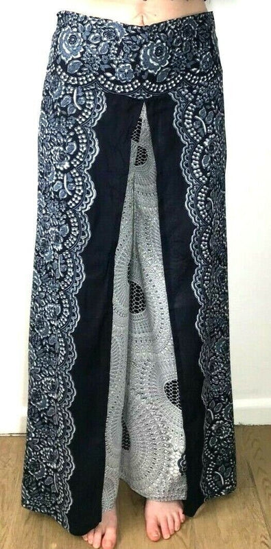 Festival Stall LTD Boho festival Clothing Wide leg palazzo loose fit festival trousers boho hippy casual culottes one size