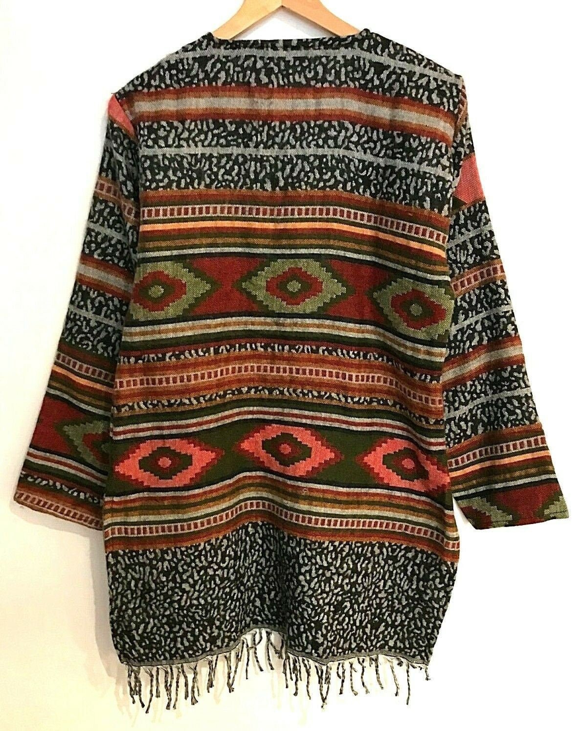 Festival Stall LTD Boho festival Clothing Boho hippie festival winter warm tassel long sleeve blouse top tunic uk 12 14