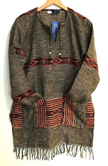 Festival Stall LTD Boho festival Clothing Boho hippie festival dark brown warm tassel long sleeve blouse top tunic uk 8 10
