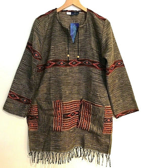 Festival Stall LTD Boho festival Clothing Boho hippie festival dark brown warm tassel long sleeve blouse top tunic uk 8 10