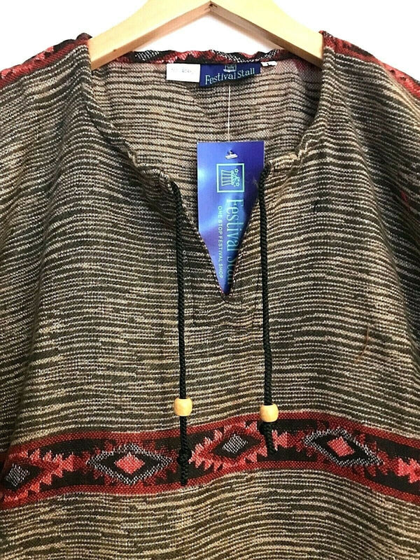 Festival Stall LTD Boho festival Clothing Boho hippie festival dark brown warm tassel long sleeve blouse top tunic uk 8 10
