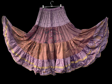 Silk Skirt, Full Circle, Purple Lavender Glow Skirt - 25 ft, ATS, Cosplay, Steampunk Boho Belly Dancing ONE SIZE