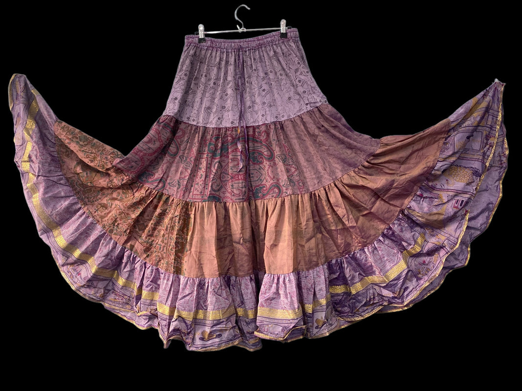 Silk Skirt, Full Circle, Purple Lavender Glow Skirt - 25 ft, ATS, Cosplay, Steampunk Boho Belly Dancing ONE SIZE
