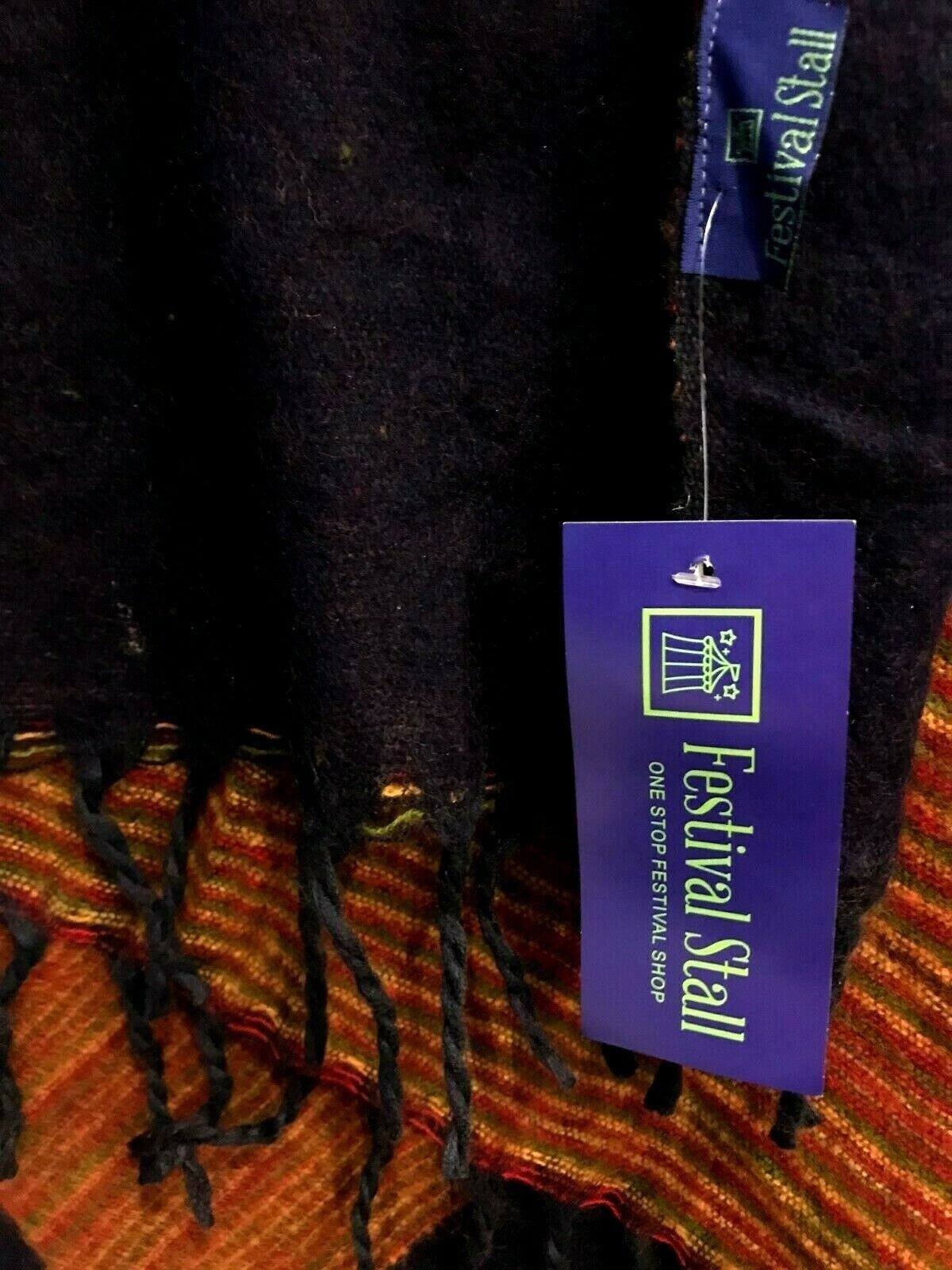 Festival Stall LTD Boho festival Clothing Boho blanket scarf xl hippy shawl poncho pashmina festival fleece reversible