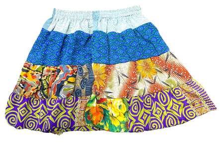 Crop Top & Mini Skirt Festival outfit Boho Hippy Sari Silk summer vest One Size