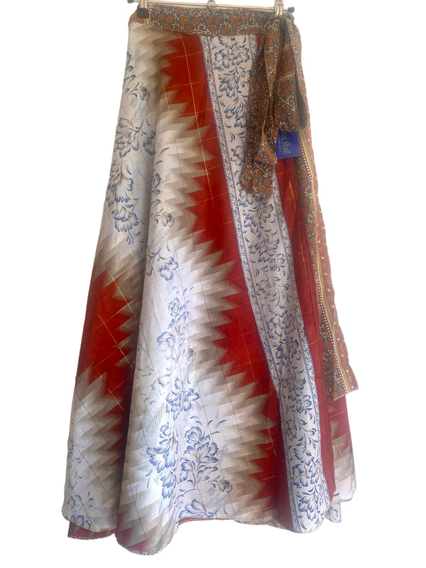 Festival Stall LTD Boho festival Clothing BlUE Wrap Skirt Vintage long Maxi Boho Hippy Sari Silk Festival summer UK 8 - 18