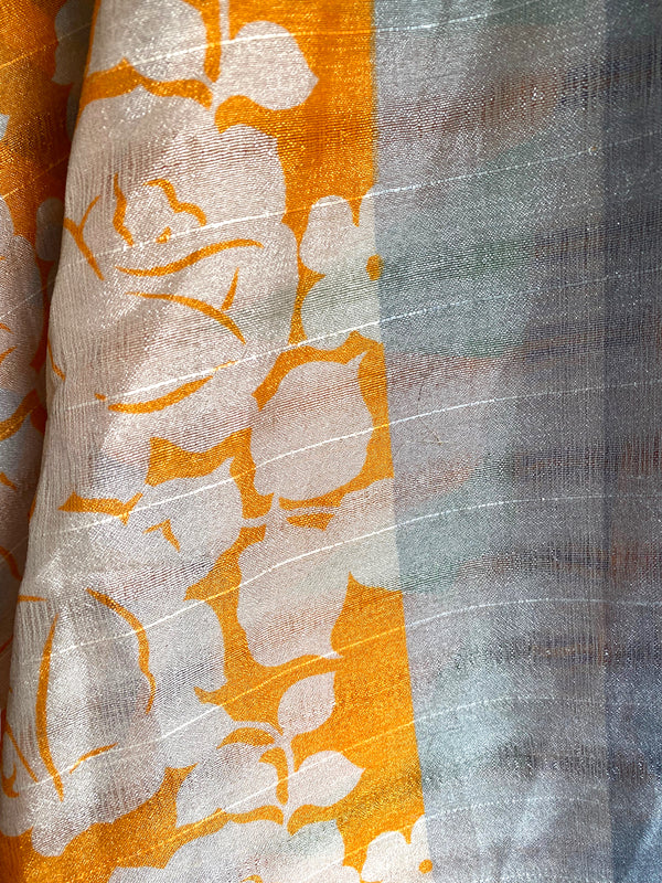 Orange Wrap Skirt Vintage long Maxi Boho Hippy Sari Silk Festival summer UK 8-18