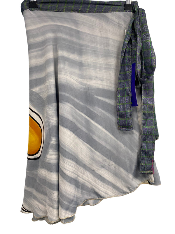 Festival Stall LTD Boho festival Clothing Wrap skirt Sari Silk Festival short Recycled vintage Boho Hippy summer UK 8 - 18