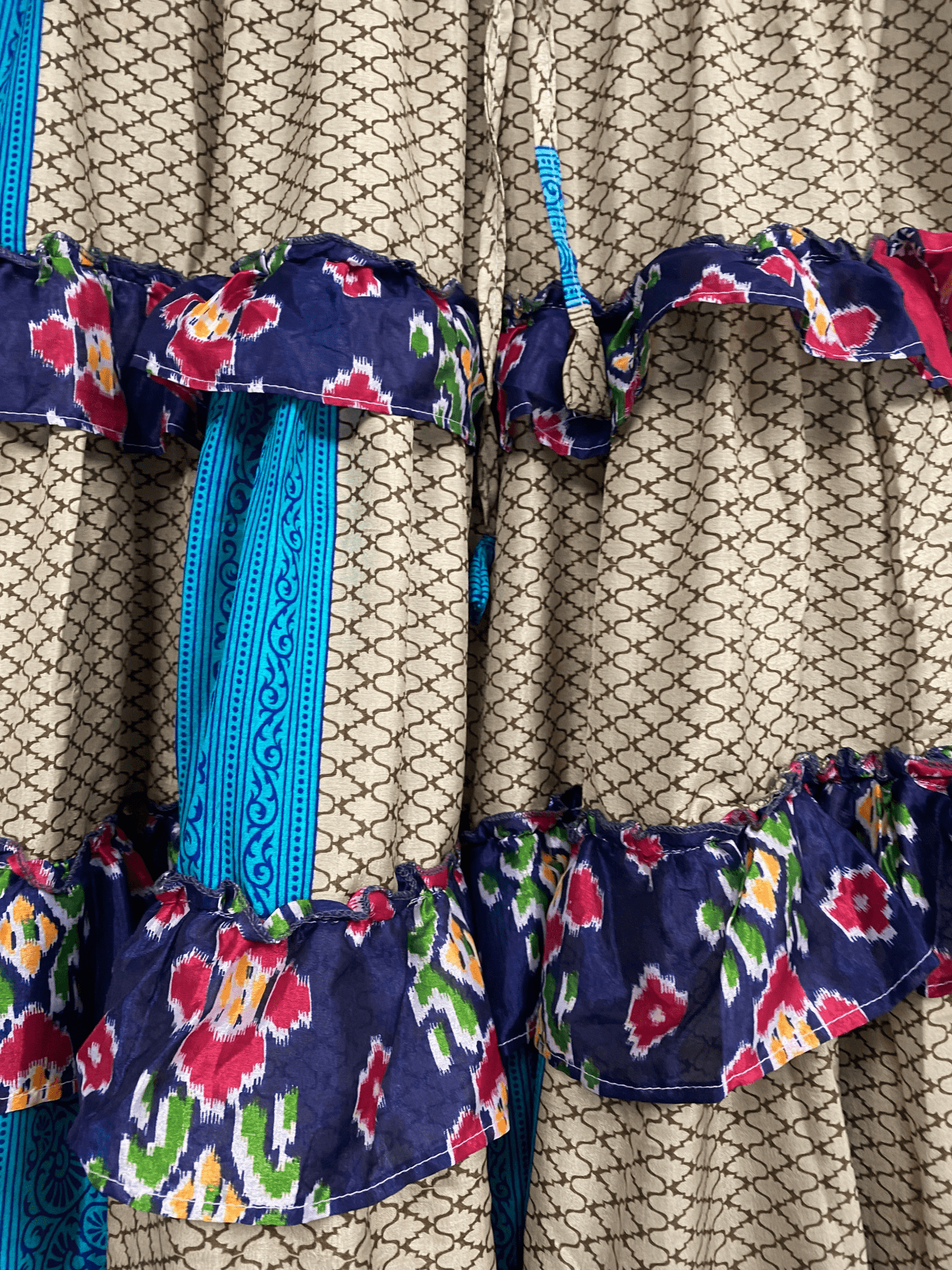 Festival Stall LTD Boho festival Clothing Blue Posie 25 yard circle SKIRT, Boho Gypsy Hippy Steampunk Festival party, Flamenco Belly Dance ATS Tribal fusion