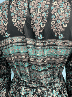 Festival Stall LTD Boho festival Clothing WRAP DRESS pretty Vintage Bell Sleeve Sari Silk Boho Hippy Festival party 14 - 20