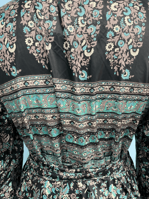 Festival Stall LTD Boho festival Clothing WRAP DRESS pretty Vintage Bell Sleeve Sari Silk Boho Hippy Festival party 14 - 20