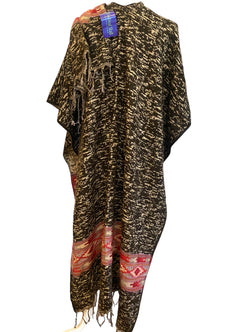 BLACK Shawl throw cape wrap wool blanket warm Nepalese yoga festival hippie boho