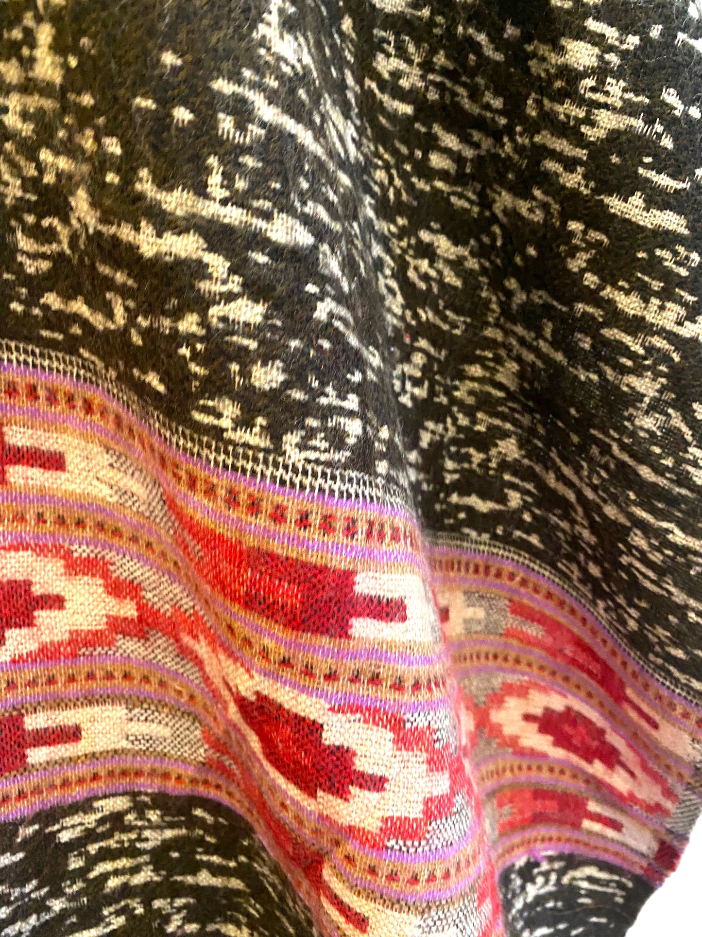 BLACK Shawl throw cape wrap wool blanket warm Nepalese yoga festival hippie boho