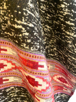 BLACK Shawl throw cape wrap wool blanket warm Nepalese yoga festival hippie boho