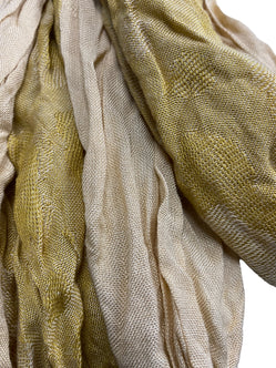 GOLD dip dye Scarf wrap, crinkle cotton, Boho hippy goth, long tassel LETTUCE OF LONDON gift idea