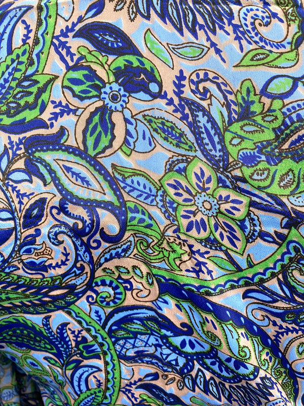 Boho hippie SILK Kimono Cover Up Wrap Long gown robe dress duster coat BLUE