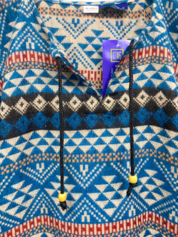 TUNIC Boho hippie JUMPER PULLOVER SWEATER BLUE winter warm tassel top UK 8 - 14