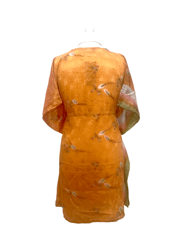 Festival Stall LTD Boho festival Clothing SHORT DRESS Boho hippy VINTAGE Sari Silk Beach Tunic Kaftan Top Cover Up UK 8 - 18