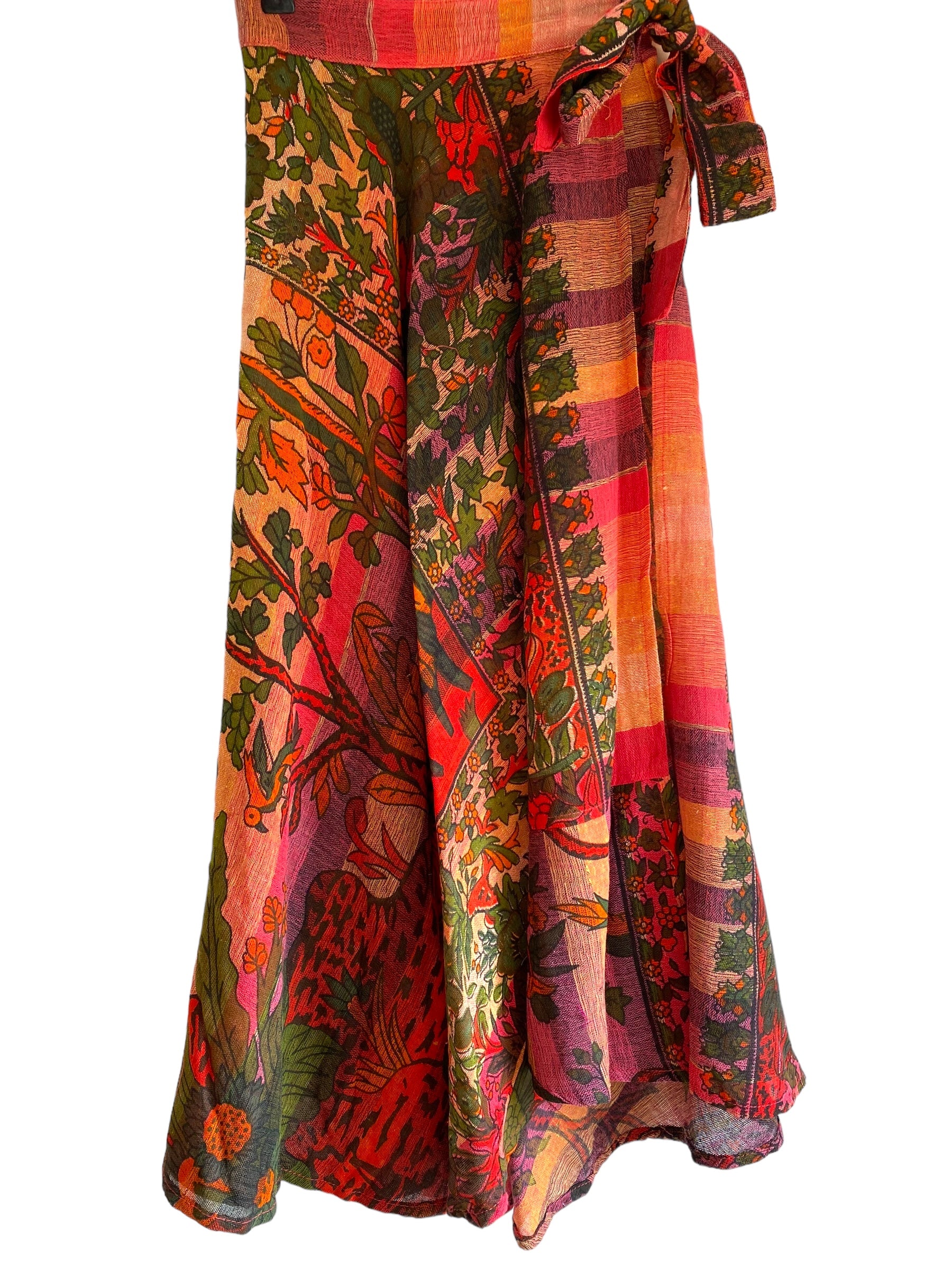 Tree of Life Wrap Skirt PINK GREEN Boho Hippy Festival summer cotton Maxi Long Retro UK 8 10 12 14