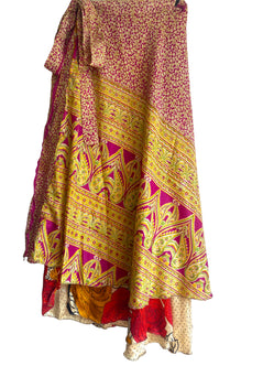 Festival Stall LTD Boho festival Clothing Wrap Skirt Vintage long Maxi Boho Hippy Sari Silk Blue Festival summer UK 8 - 18