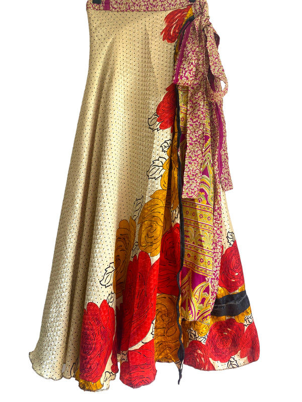 Festival Stall LTD Boho festival Clothing Wrap Skirt Vintage long Maxi Boho Hippy Sari Silk Blue Festival summer UK 8 - 18