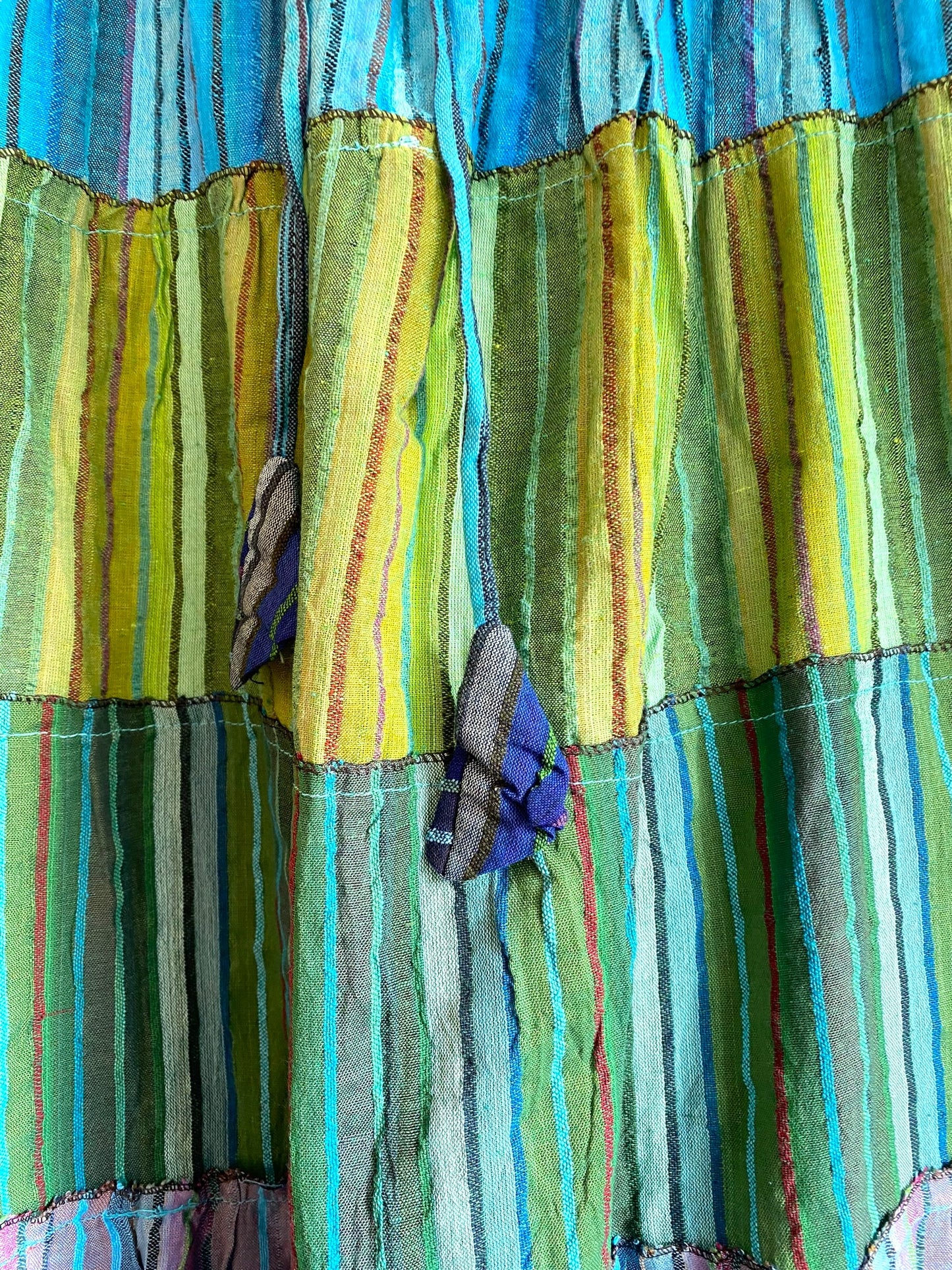 Boho Long skirt, Turquoise BLUE & Green, Summer layered, Festival Hippie Maxi style UK 8 10 12 16