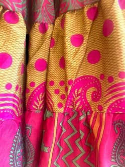 PINK Full circle SARI SILK Glow Skirt - Size S-M-L adjustable waist, 25 ft , ATS, Silk Full Circle Skirt, Boho, Cosplay, Steampunk