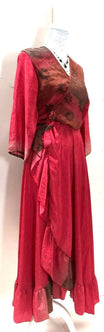 Boho hippy Festival Long maxi Sari-Silk pretty summer Wrap Dress UK 8 10 12 14