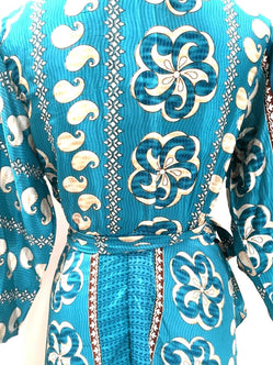 Boho hippy Festival Long maxi Sari-Silk pretty summer Wrap Dress UK 8 10 12 14