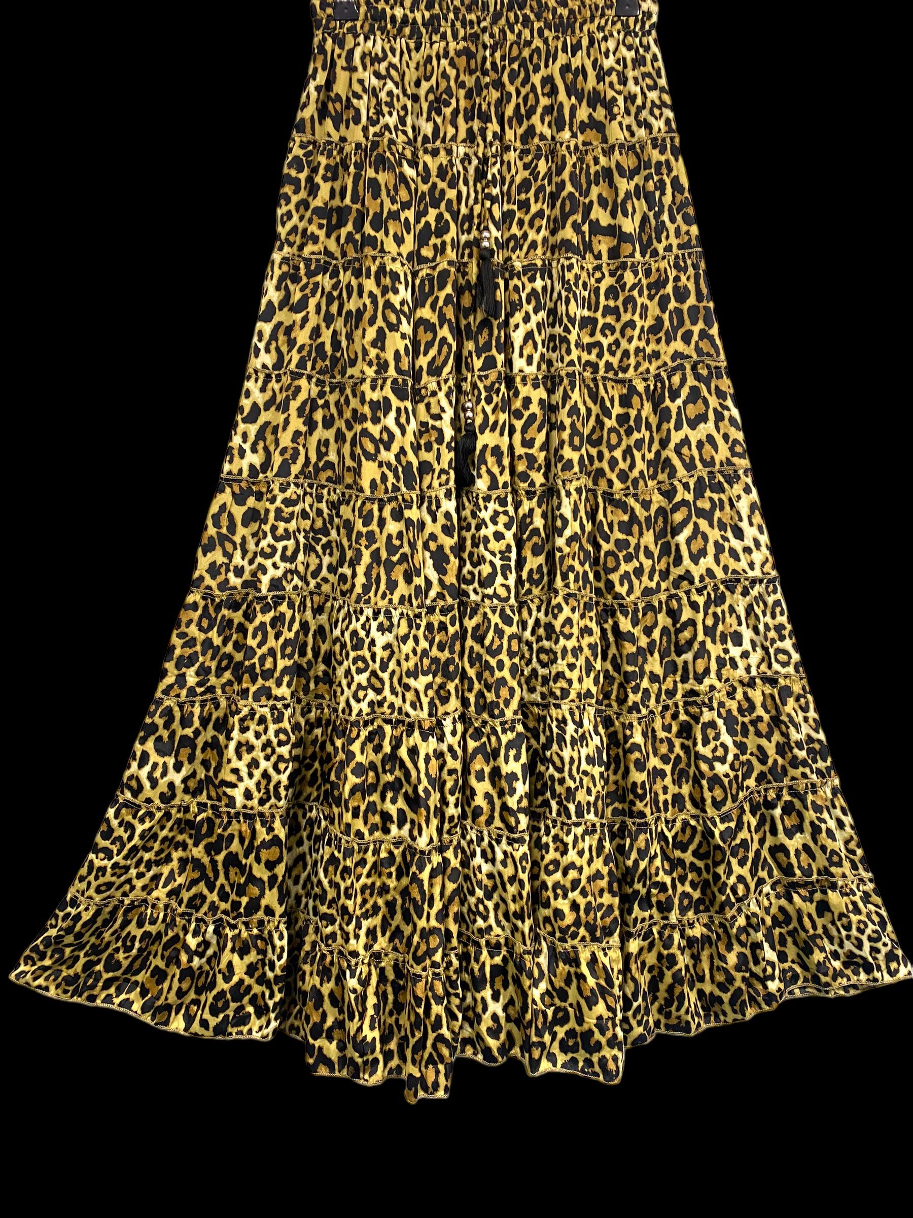 Skirt Long SILK maxi Festival boho hippie gypsy sexy leopard print