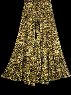 Skirt Long SILK maxi Festival boho hippie gypsy sexy leopard print One Size 8-18