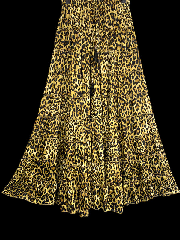 Skirt Long SILK maxi Festival boho hippie gypsy sexy leopard print One Size 8-18