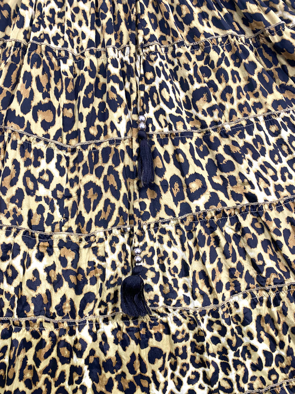 Skirt Long SILK maxi Festival boho hippie gypsy sexy leopard print One Size 8-18