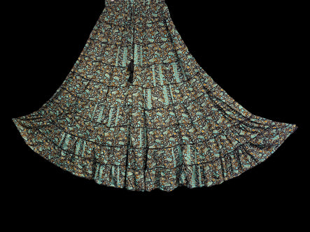Festival Stall LTD Boho festival Clothing MINT Black SILK skirt, long layered maxi, pretty Festival Boho Hippie Gypsy party style UK 8 - 18