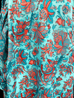 BLUE Pure Silk Wrap Dress long Boho Hippy Festival party wedding outfit UK 8-14