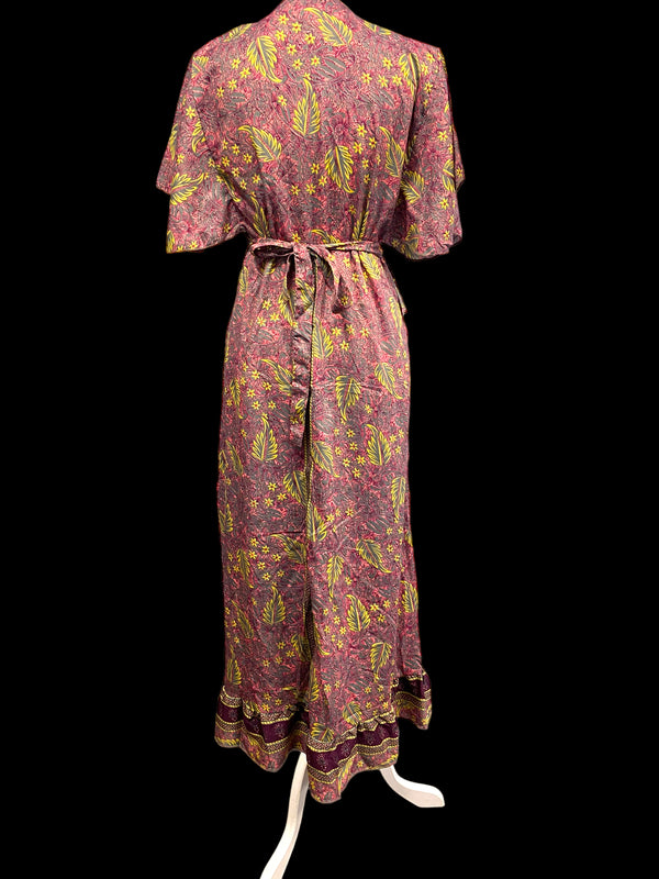 Festival Stall LTD Boho festival Clothing 100% SILK Wrap Dress PINK Boho Hippy Festival Party wedding outfit UK 8 - 18