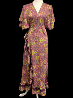 Festival Stall LTD Boho festival Clothing 100% SILK Wrap Dress PINK Boho Hippy Festival Party wedding outfit UK 8 - 18