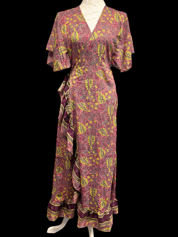 Festival Stall LTD Boho festival Clothing 100% SILK Wrap Dress PINK Boho Hippy Festival Party wedding outfit UK 8 - 18