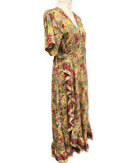 Festival Stall LTD Boho festival Clothing Wrap Dress boho hippy Festival SILK BEIGE party wedding outfit One Size 8 - 14