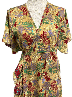 Festival Stall LTD Boho festival Clothing Wrap Dress boho hippy Festival SILK BEIGE party wedding outfit One Size 8 - 14