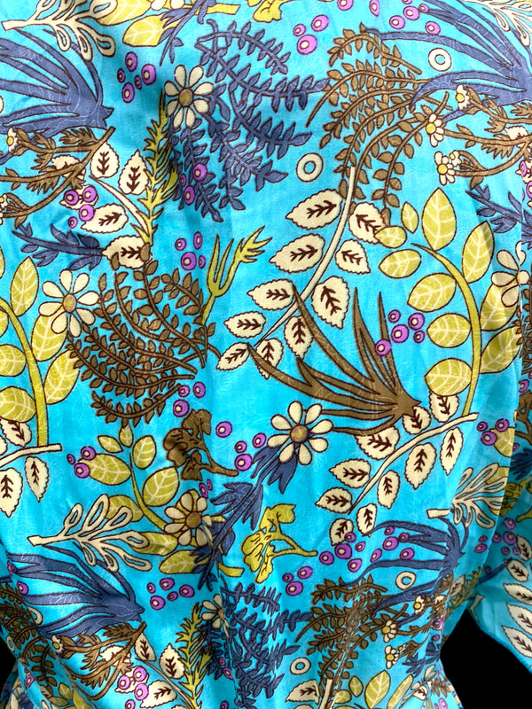 Wrap dress Boho hippy Festival SILK Turquoise Long party wedding outfit UK 8-14