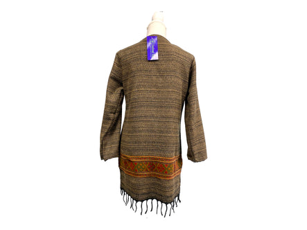Festival Stall LTD Boho festival Clothing TUNIC JUMPER PULLOVER SWEATER Boho hippy BROWN winter warm tassel top UK 8 10 12 14