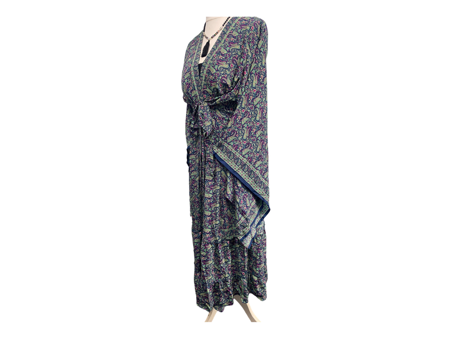 Festival Stall LTD Boho festival Clothing Boho hippie, silk, beach, kimono, cover up, wrap, long, blue & purple, beach,