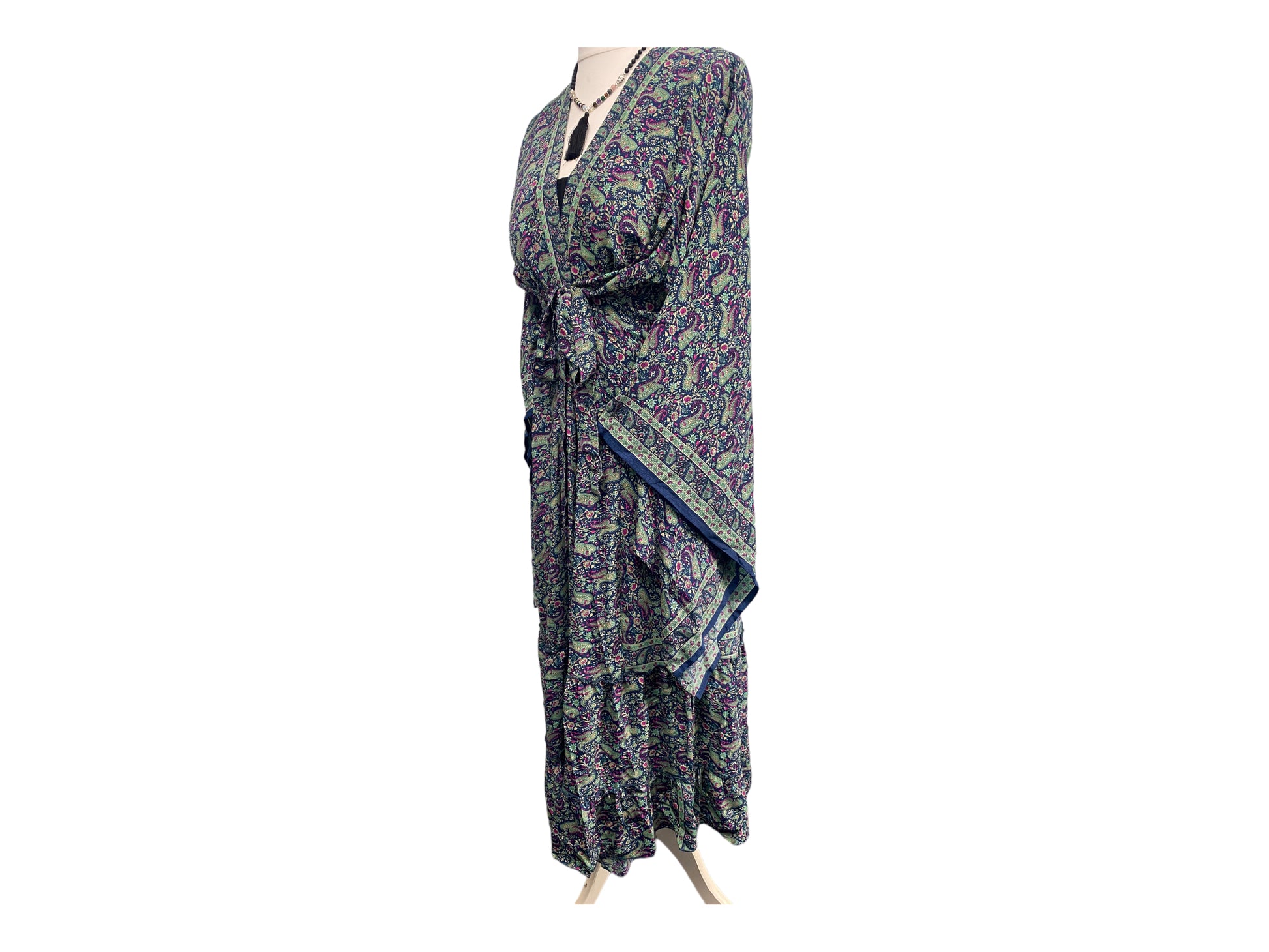 Festival Stall LTD Boho festival Clothing Boho hippie, silk, beach, kimono, cover up, wrap, long, blue & purple, beach,