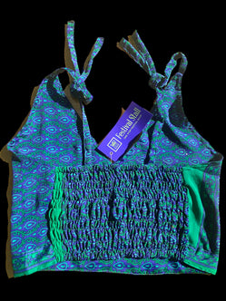 Festival Stall LTD Boho festival Clothing Pretty BLUE SILK Crop Top sexy Boho Hippy Festival summer sun vest UK 8 10 12