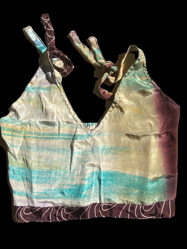 Festival Stall LTD Boho festival Clothing Pretty Green SILK Crop Top sexy Boho Hippy Festival summer sun vest UK 8 10 12