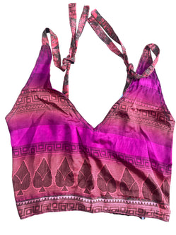 Festival Stall LTD Boho festival Clothing Pretty PINK SILK Crop Top sexy Boho Hippy Festival summer sun vest UK 8 10 12