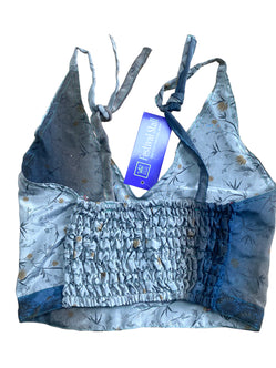 Festival Stall LTD Boho festival Clothing Pretty GREY SILK Crop Top sexy Boho Hippy Festival summer sun vest UK 8 10 12